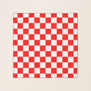 Red White Checkered Check Pattern Scarf