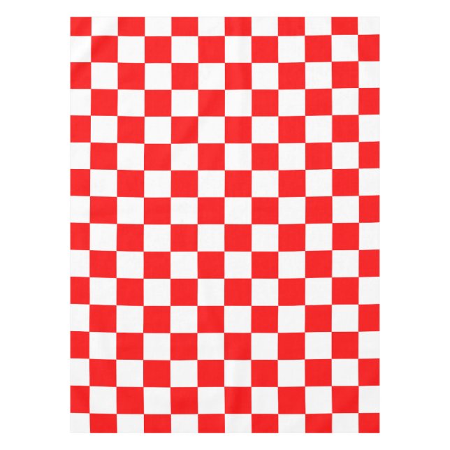 Red White Checkered Check Pattern Tablecloth (Front)