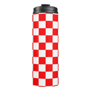 Red White Checkered Check Pattern Thermal Tumbler