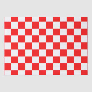 Red White Checkered Check Pattern Tissue Paper