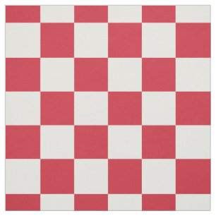 Red White Checkered Check Square Pattern Fabric