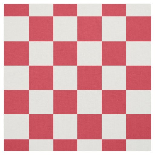 Red White Checkered Check Square Pattern Fabric