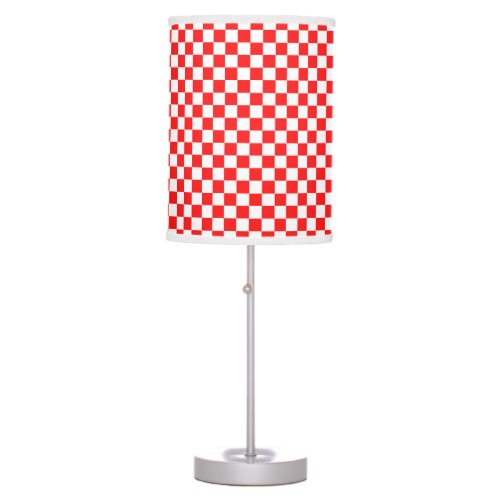 Red White Checkered Diner Table Lamp
