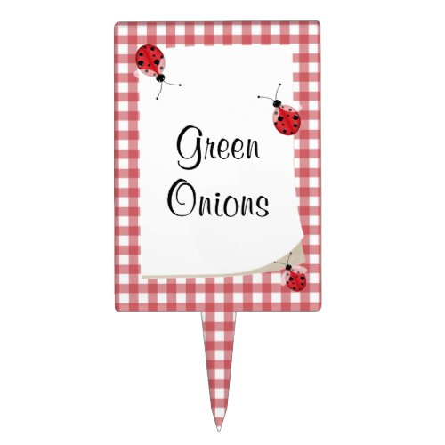 Red  White Checkered Ladybugs Garden Stakes Cake Topper