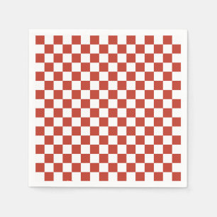 Red& White Checkered Pattern Mid Century Modern Napkins