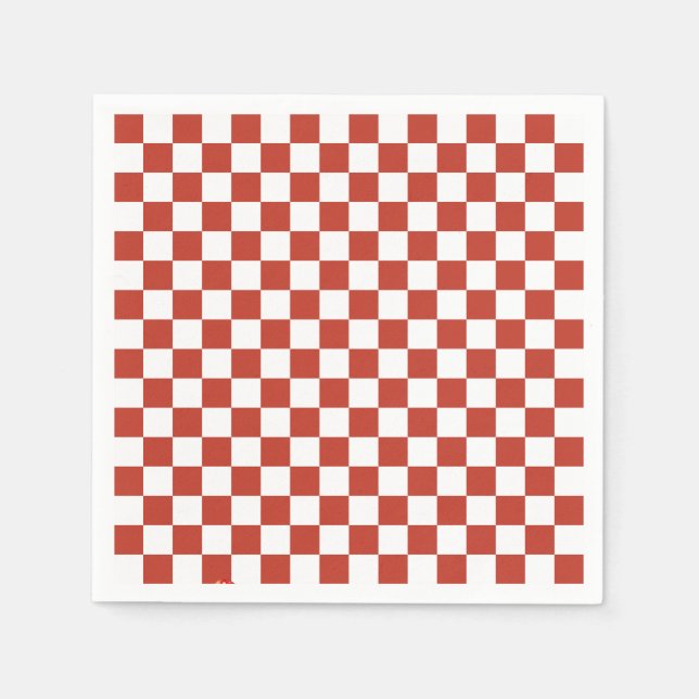 Red& White Checkered Pattern Mid Century Modern Napkins (Front)