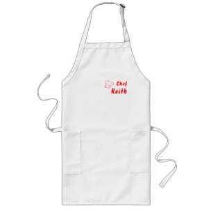 Red White Chef Hat Name Long Apron