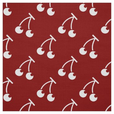 Red white cherries pattern fabric