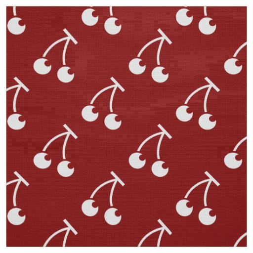 Red white cherries pattern fabric