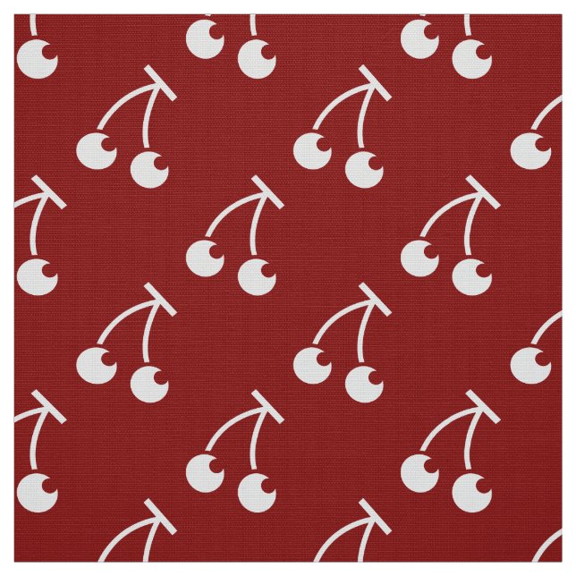 Red white cherries pattern fabric (Swatch)