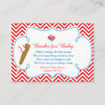 Red & White Chevron Baseball Baby Book Request Enclosure Card