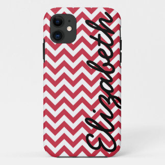 Red White Chevron Pattern iPhone 11 Case