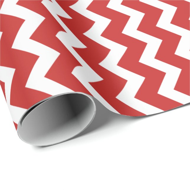 Red & White Chevron pattern Wrapping Paper (Roll Corner)