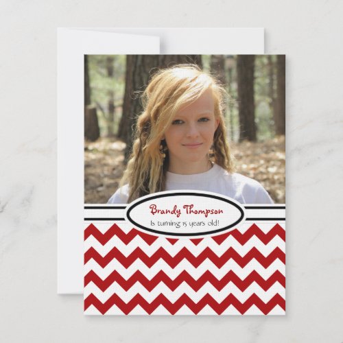 Red &amp; White Chevron: Picture:Party Invitation
