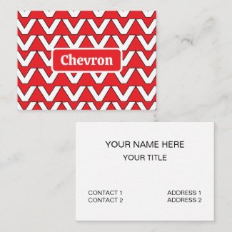 Red White Chevron Stripe Business Card