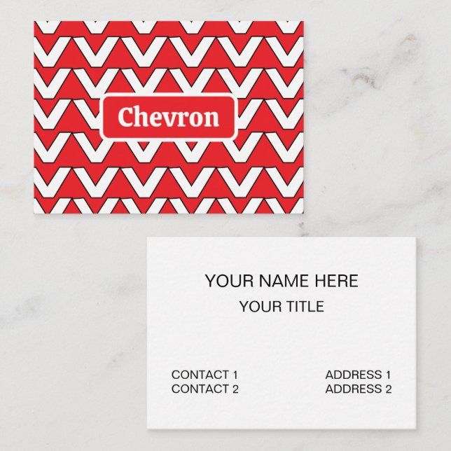 Red White Chevron Stripe Business Card (Front/Back)