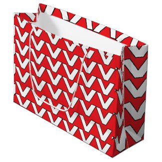 Red White Chevron Stripe Large Gift Bag