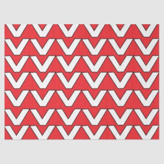 Red White Chevron Stripe Tissue Paper