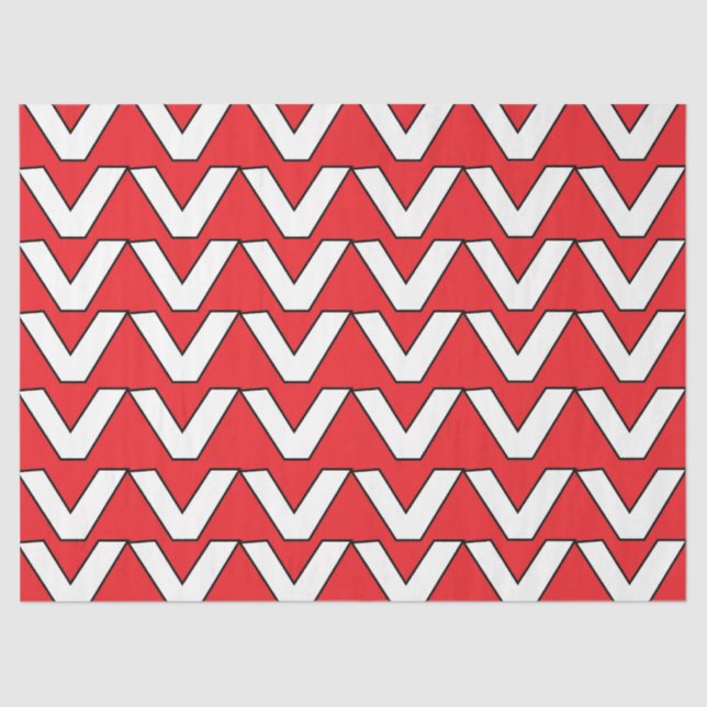 Red White Chevron Stripe Tissue Paper (Front)