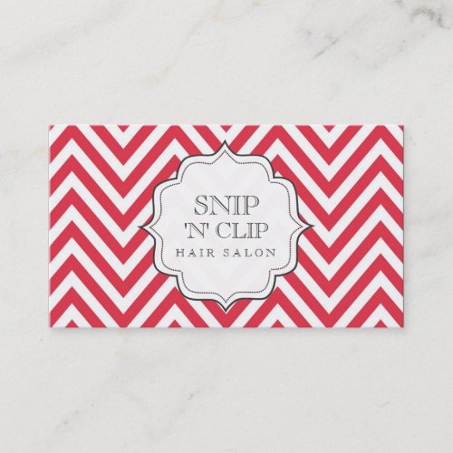 Red &amp; White Chevron Stripes Hair Stylist Cards Business Card