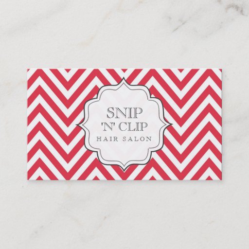 Customizable Red & White Chevron Stripes Hair Stylist Cards Business Card