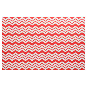 Red White Chevron Zigzag Pattern Design  Fabric
