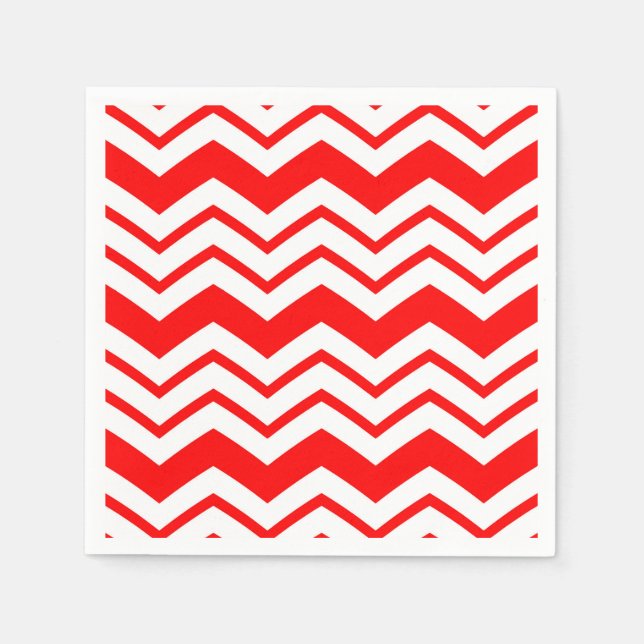 Red White Chevron Zigzag Pattern Design  Napkins (Front)