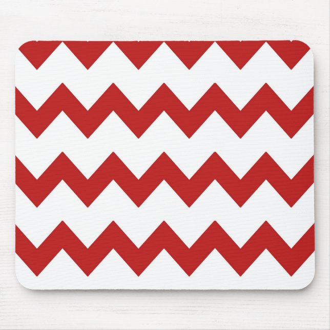 Red White Chevrons Mousepad (Front)