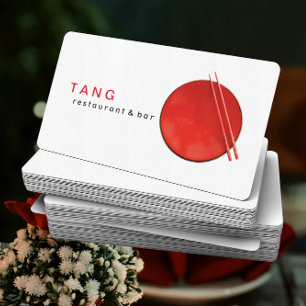 Red White Chinese Asian Restaurant Chef Catering Business Card