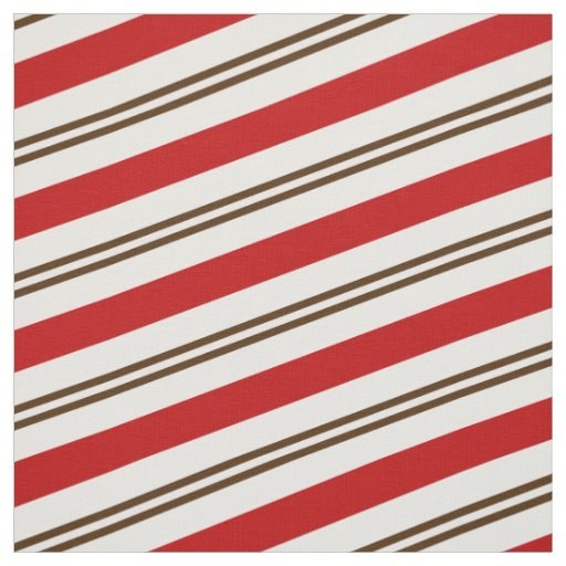 Red White & Chocolate Brown Candy Cane Stripes Fabric