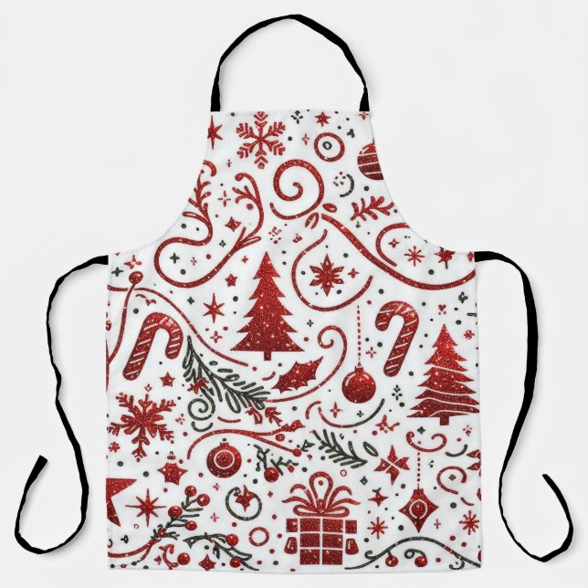  Red White Christmas Apron (Front)