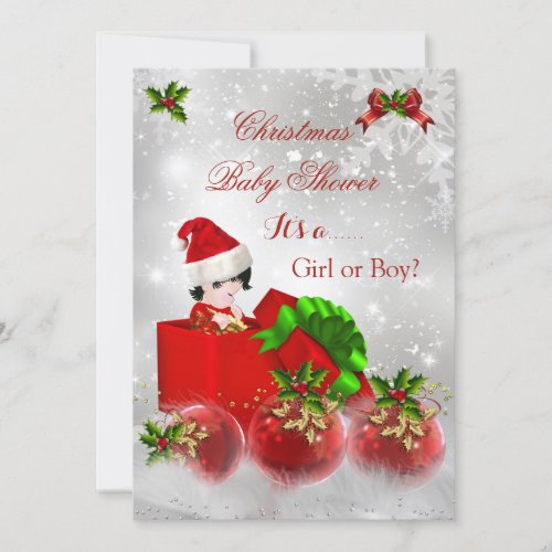 Red White Christmas Baby Shower Girl or Boy Invitation