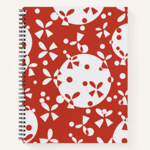 Red White Christmas Bells Holiday Pattern Notebook