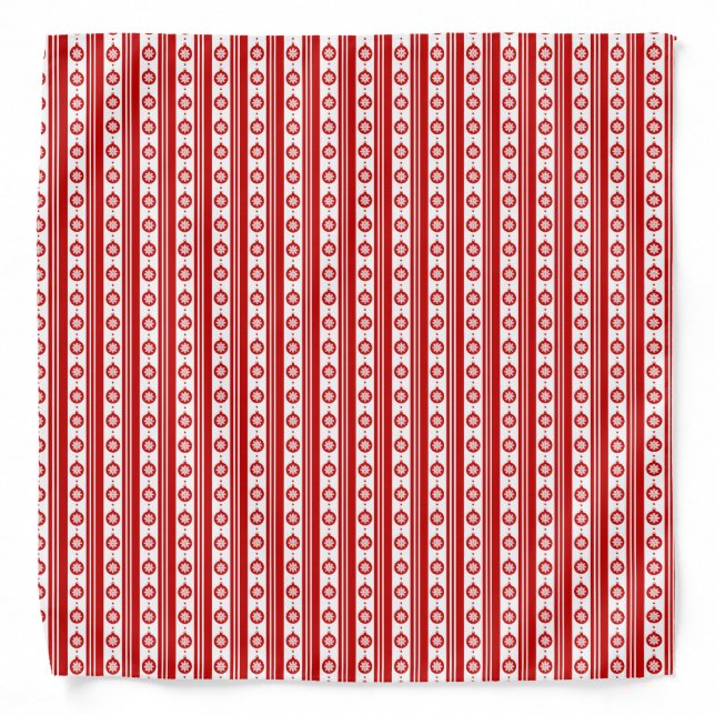 Red & White Christmas Bubbles with Snowflakes Bandana (Front)