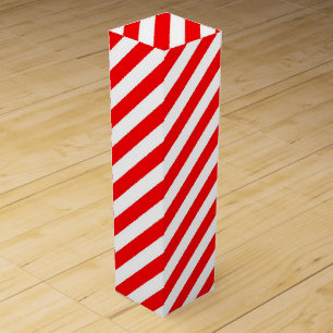 RED WHITE CHRISTMAS CANDY CANE STYLE WINE BOX