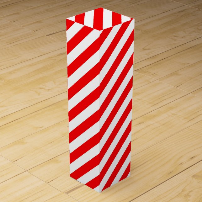 RED WHITE CHRISTMAS CANDY CANE STYLE WINE BOX (Front)