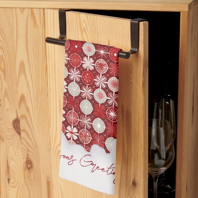 Red White Christmas Candy Pattern#13 ID1009 Kitchen Towel (Thirds Fold)