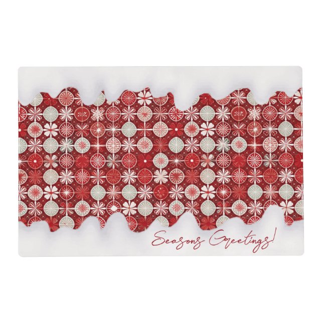 Red White Christmas Candy Pattern#13 ID1009 Placemat (Front)