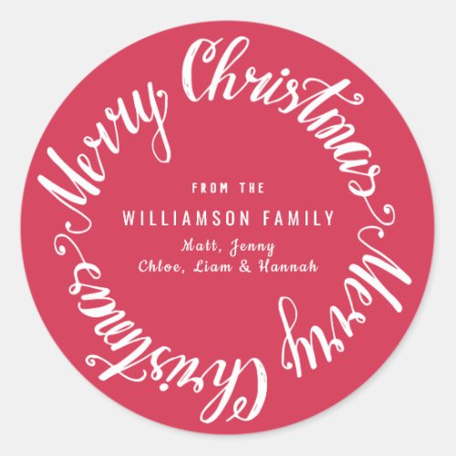 Red White Christmas Card Envelope Seal Template