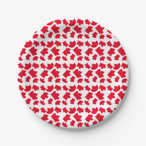 Red White Christmas Fall Leaves Holiday Party 2020 Paper Plates