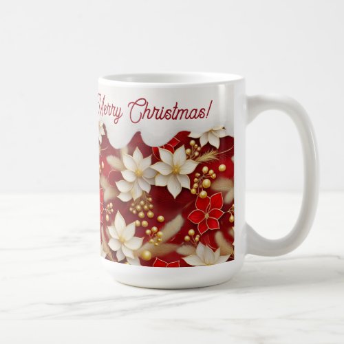 Red White Christmas Floral Pattern17 ID1009 Coffee Mug