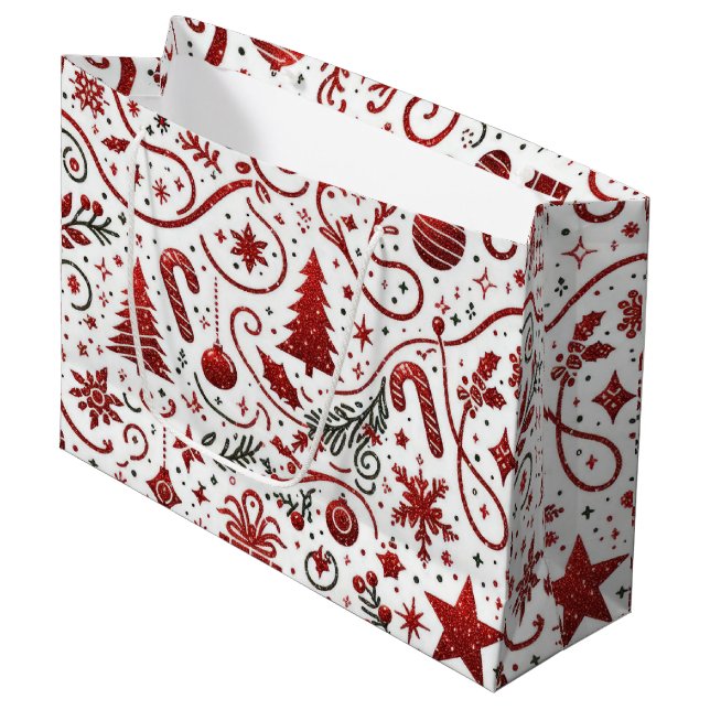 Red White Christmas Gift Bag (Front Angled)