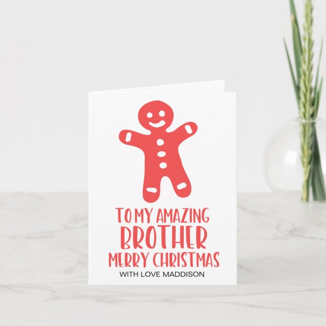 Red & White Christmas Greeting Card for My Brother (Front)