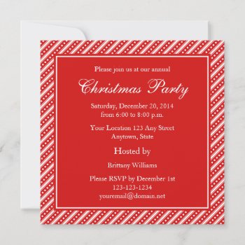 Red & White Christmas Holiday Party Invitations by thechristmascardshop at Zazzle