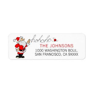Red White Christmas Holiday Santa Claus HOHOHO Label