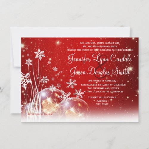 Red White Christmas Holiday Wedding Invitations