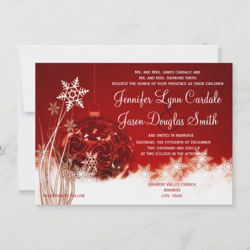 Red White Christmas Holiday Wedding Invitations