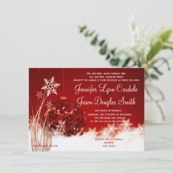 Red White Christmas Holiday Wedding Invitations | Zazzle