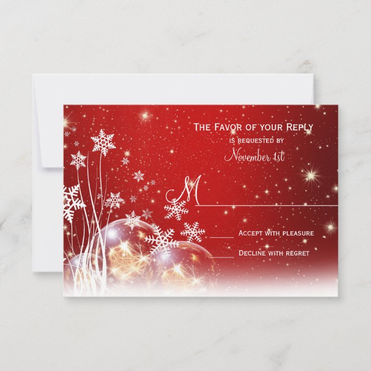Red White Christmas Holiday Wedding RSVP Cards Zazzle