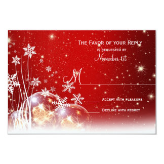 Red White Christmas Holiday Wedding RSVP Cards